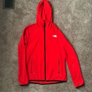 THE NORTHFACE Fleece Hoodie, Red w Black Trim, Sz XS